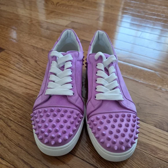 Christian Louboutin Lavender Spiked Sneakers - Picture 2 of 11